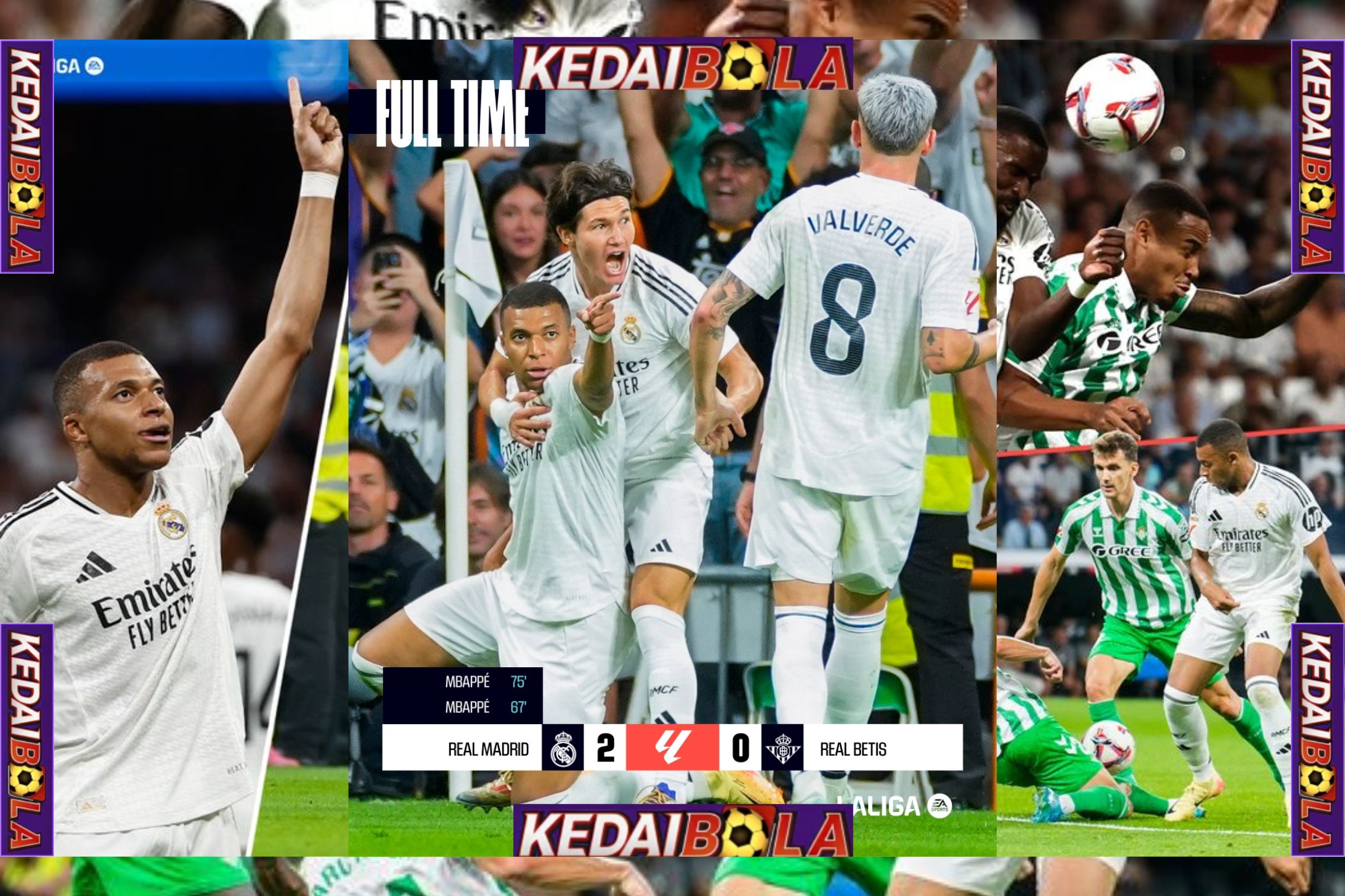 Mbappé mencetak dua gol Real Madrid Menang atas Real Betis dengan Dua Golnya