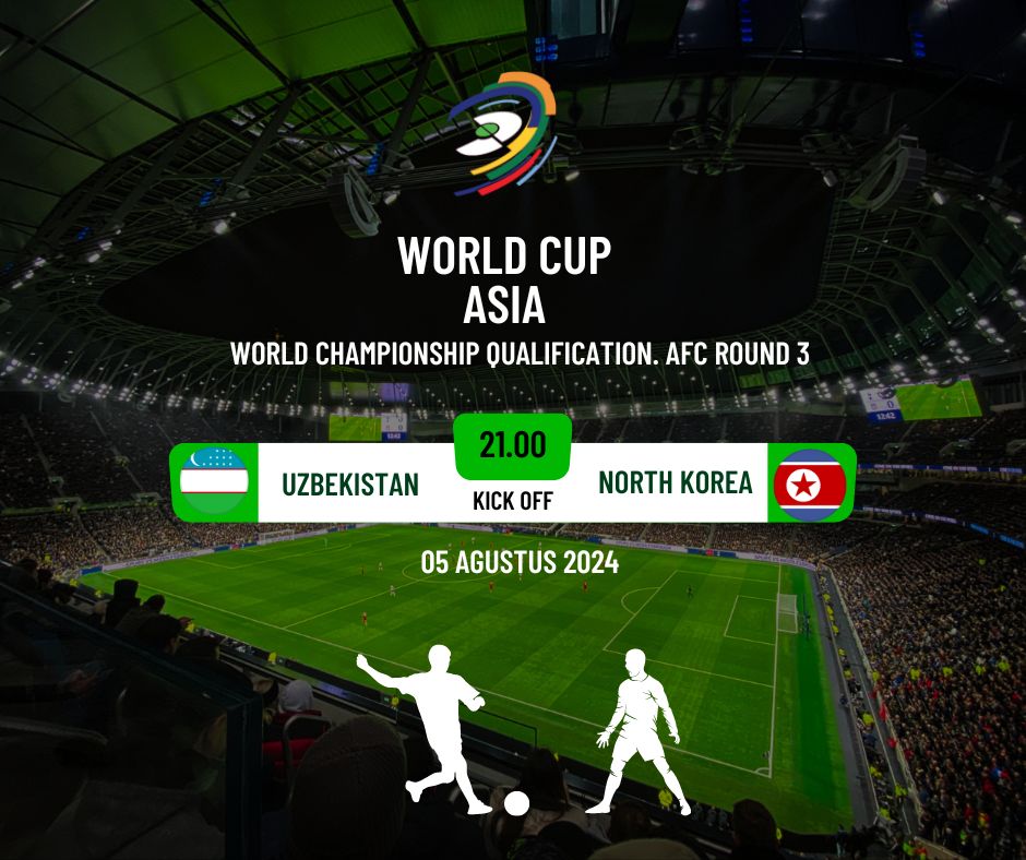 Pemain Uzbekistan dan Korea Utara bersaing memperebutkan bola dalam laga penting kualifikasi Piala Dunia 2026.