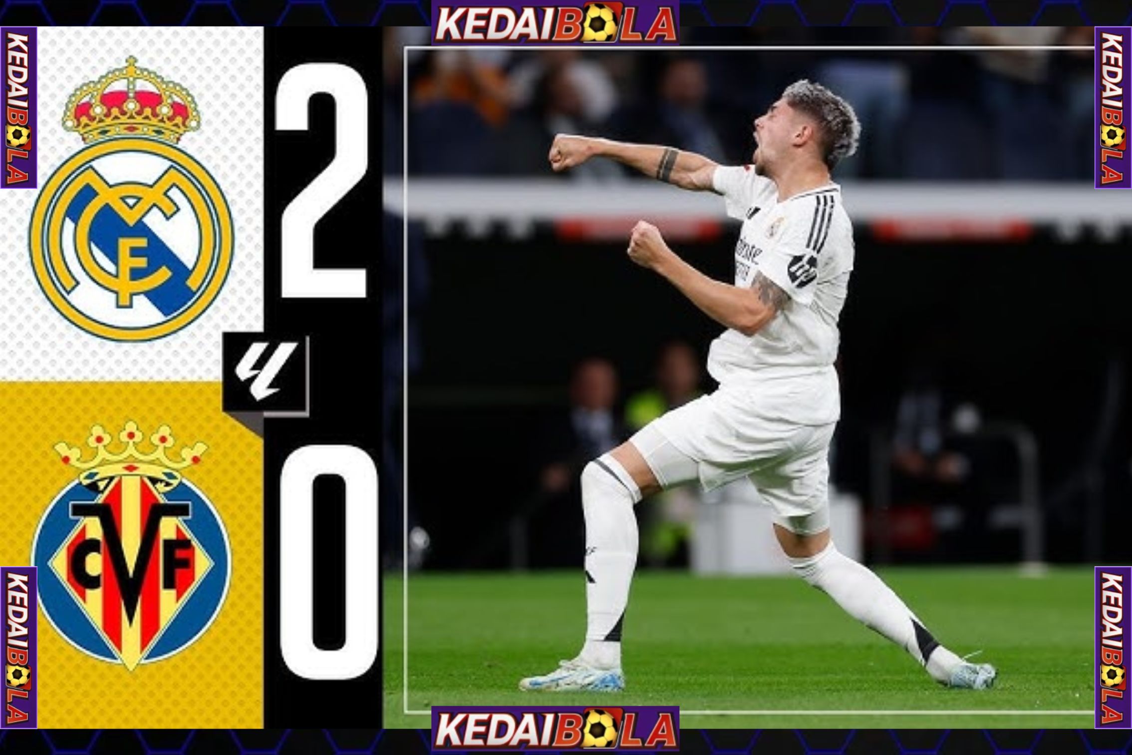 Real Madrid 2-0 Villarreal: Valverde dan Vinicius Junior Bawa Los Blancos Kembali ke Jalur Kemenangan