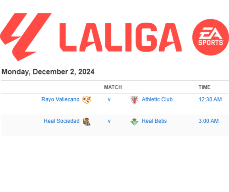 Pertandingan LaLiga: Rayo Vallecano vs Athletic Club & Real Sociedad vs Real Betis