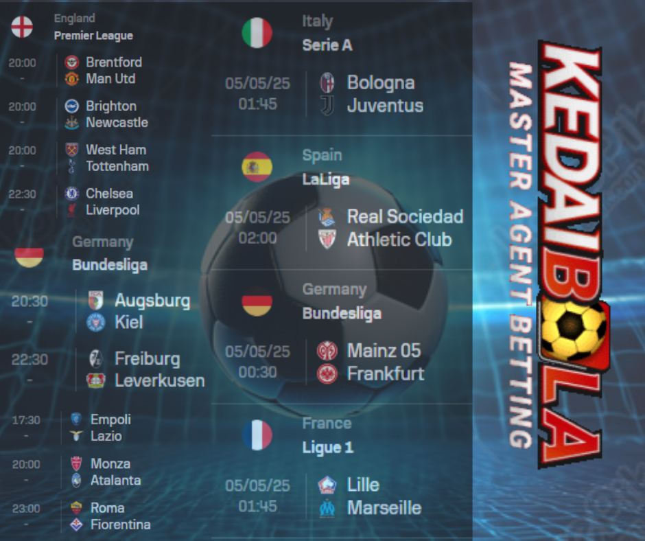 Jadwal Pertandingan Sepak Bola Hari Ini, Minggu 4 Mei 2025